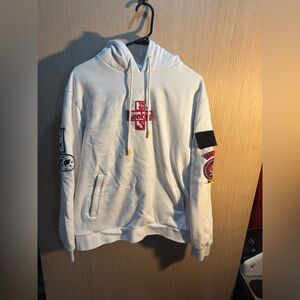 Cookies White Hooded Pullover Sweatshirt with Red Patch Detail Size Large